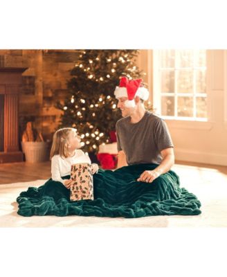 Premium Ruched Faux Fur & Mink Reversible Blanket, Throw