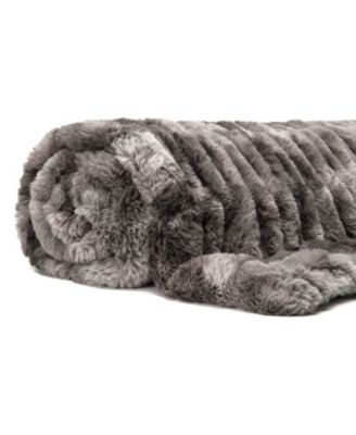 Premium Ruched Faux Fur & Mink Reversible Blanket, Throw