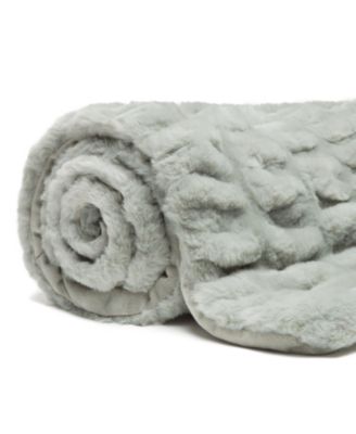 Premium Ruched Faux Fur & Mink Reversible Blanket, Throw