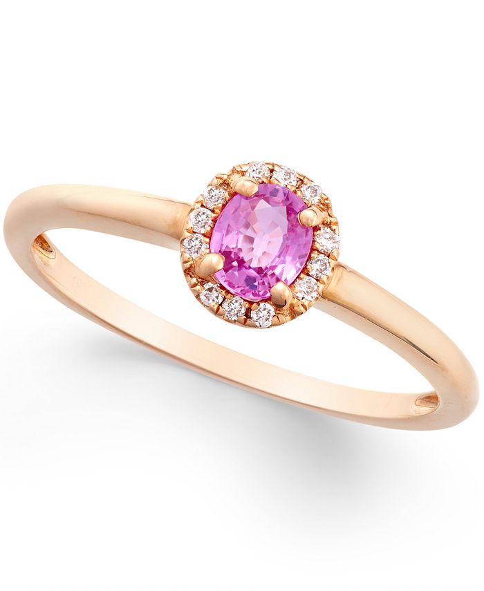 Macy's Pink Sapphire (1/2 ct. t.w.) and Diamond Accent Ring in 18k Rose ...