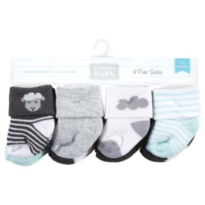Baby Grow with Me Cotton Terry Socks, Farm 8-Pack, 0-6 and