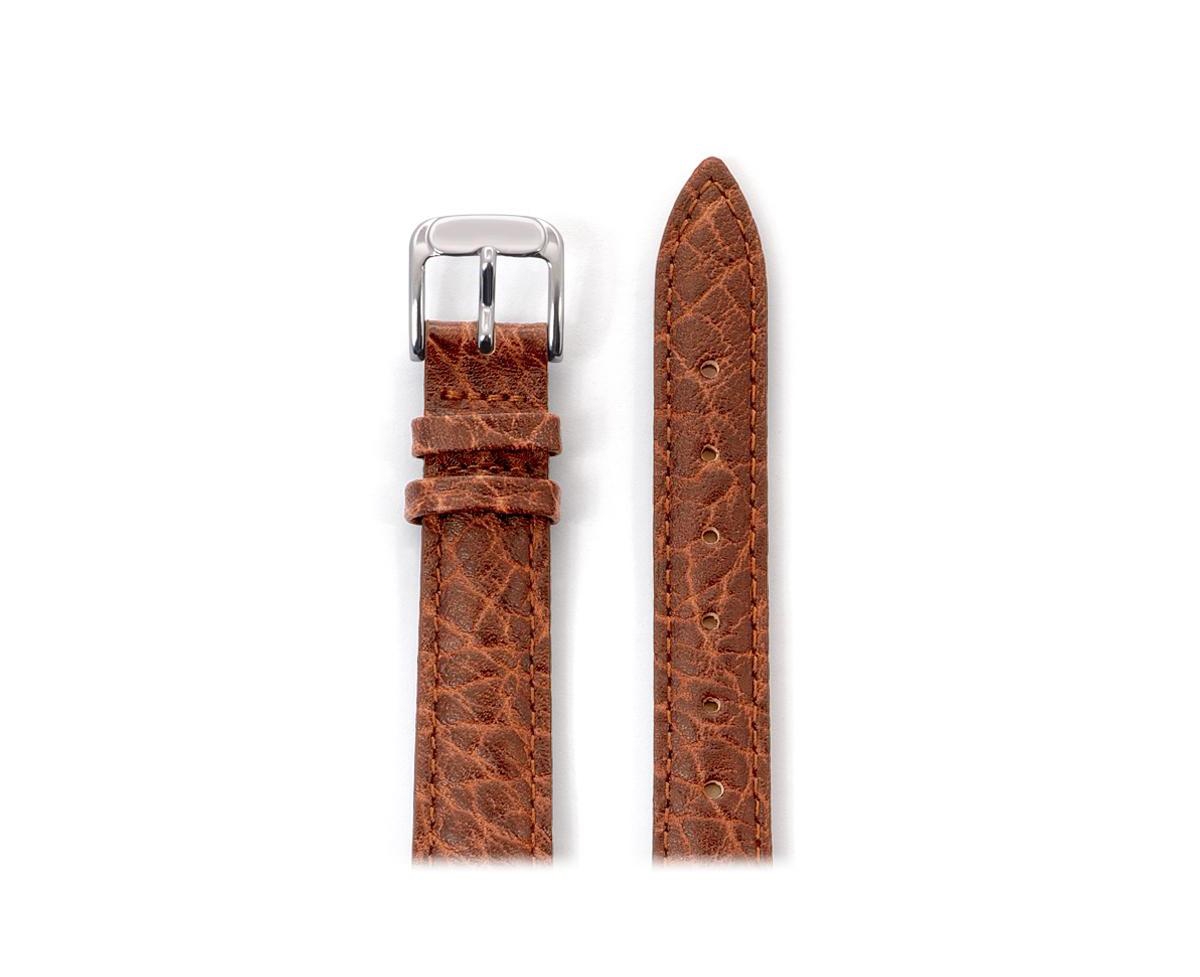 Ladies' Heavy Texture Buffalo Grain Leather Watchband 12mm Honey - Brown