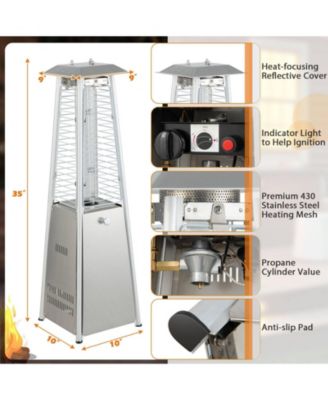 9500 BTU Portable Stainless Steel Tabletop Patio Heater with Glass Tube
