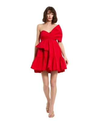 Mac Duggal Women's Faille Strapless Twist Bow Mini Dress