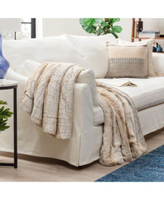 Premium Faux Fur Ombre Throw Blanket - Super Soft, Lightweight Minky Blanket with Fuzzy Sherpa Side - 50" x 65” - Gray