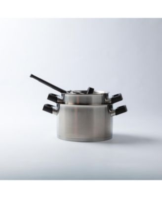 Ron 10" 18/10 Stainless Steel Covered Stockpot 6.8Qt., Black Handles