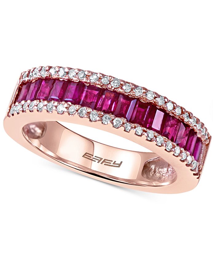 EFFY Collection - Ruby (1 ct. t.w.) and Diamond (1/5 ct. t.w.) Ring in 14k Rose Gold
