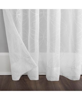 No. 918 Tamaryn Embroidered Trellis Sheer Rod Pocket Curtain Panel