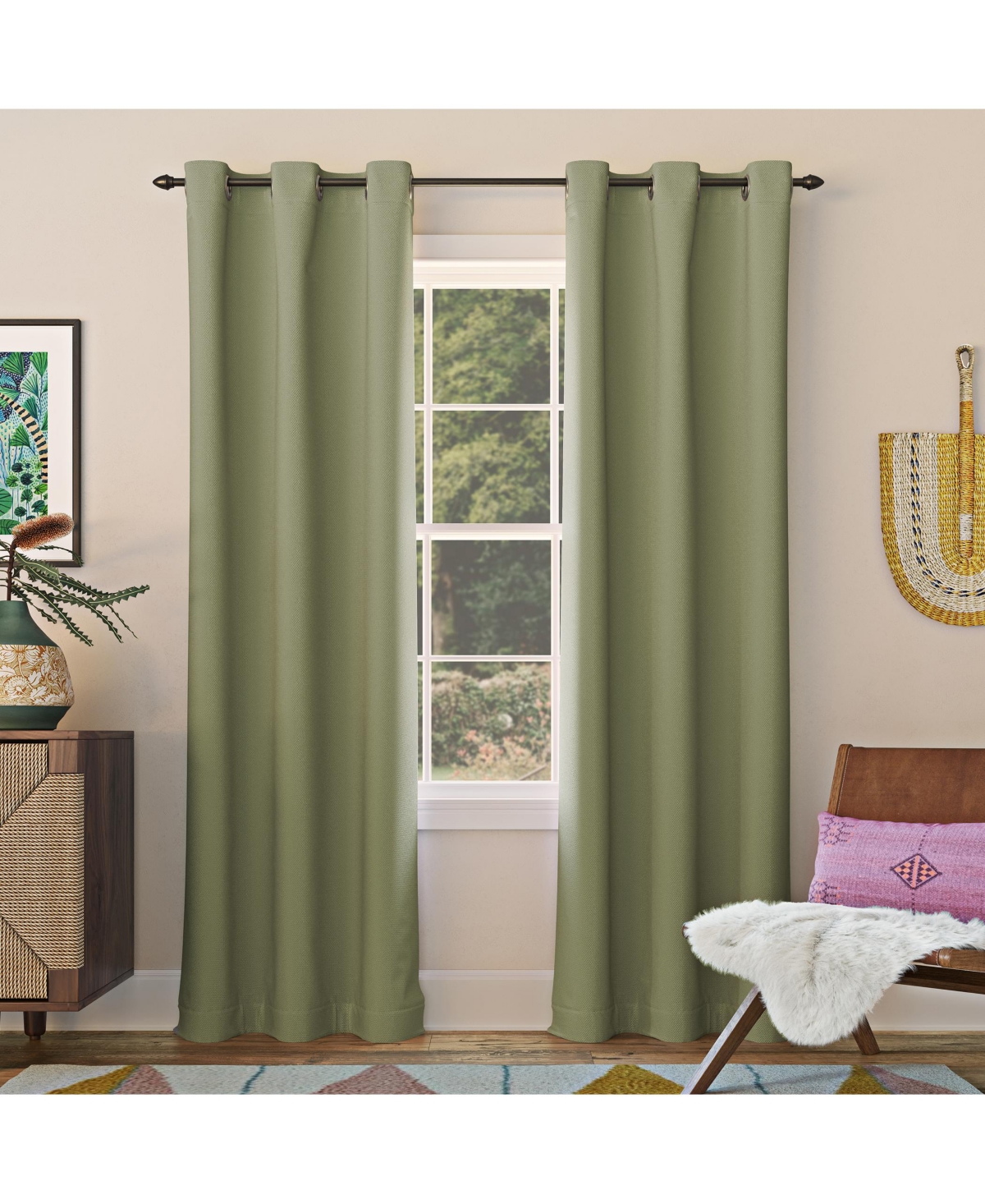 Collections Etc Greenwich Woven Energy-Saving Blackout Panels