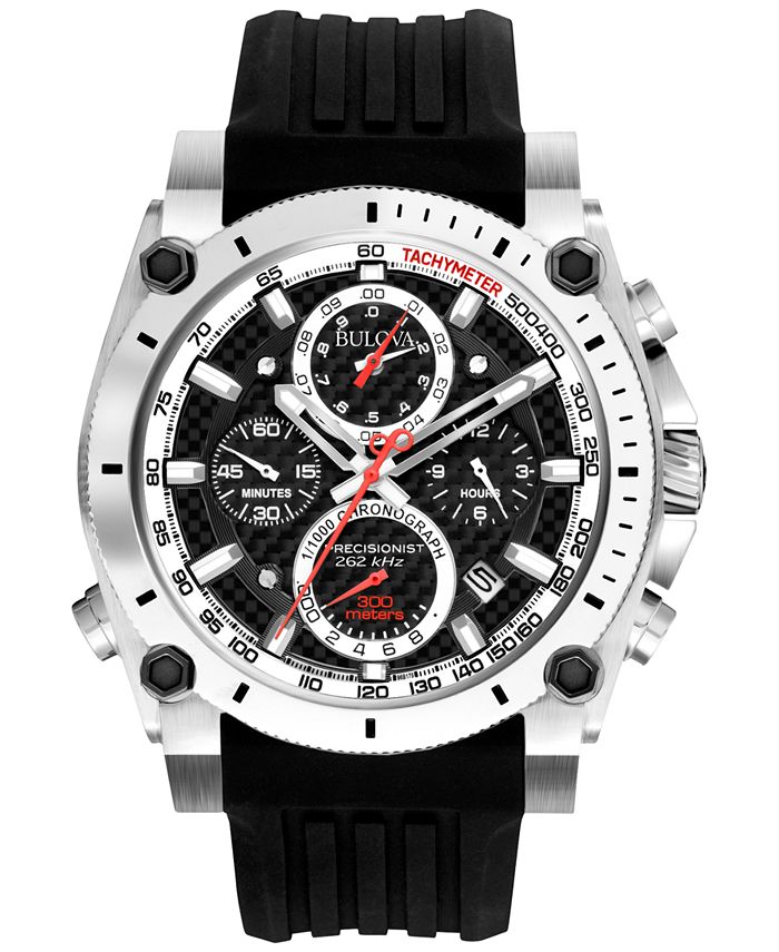 bulova precisionist men's 98b312 quartz chronograph black rubber strap watch