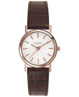 Bulova - Women's Brown Leather Strap Watch 25mm 98V31