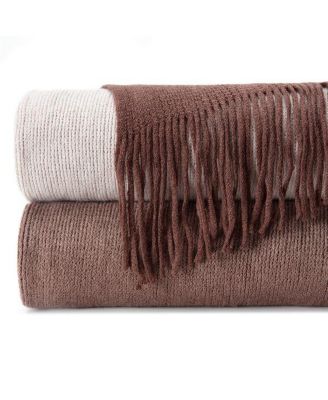 Premium Gradient Ombre Super Soft Acrylic Throw Blanket with Tassels, 50x65 Inches