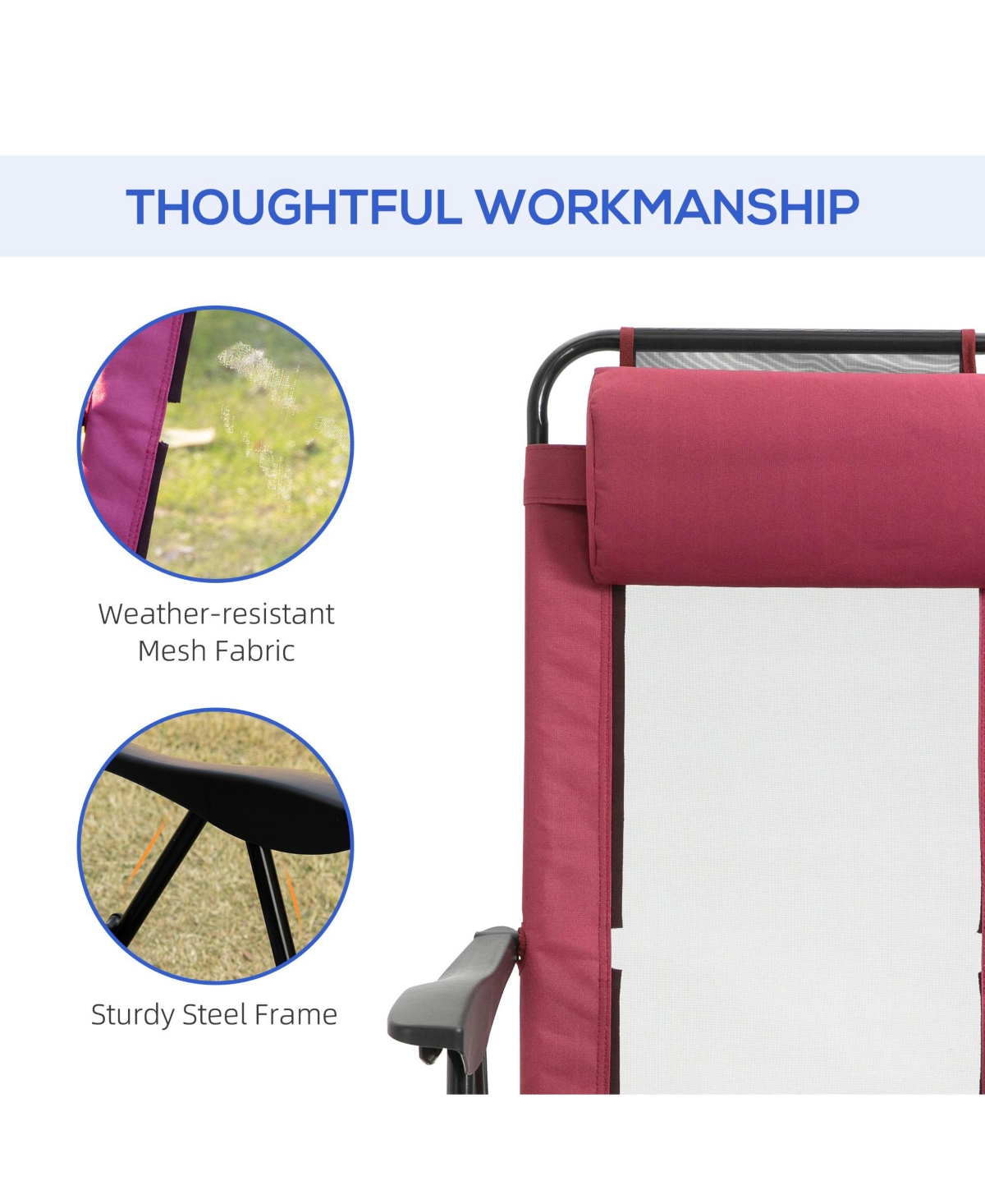 Streamdale Furniture Folding Patio Chairs with Adjustable Sling Back (Set of 2)