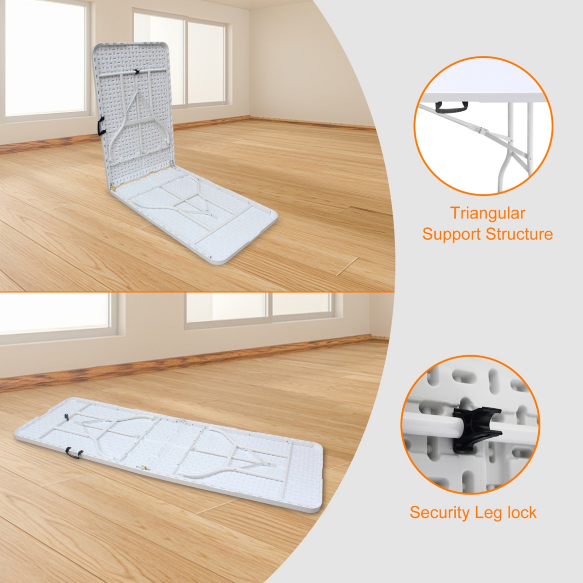 Streamdale Furniture 8ft Foldable Table: Portable and Durable for Outdoor Activities