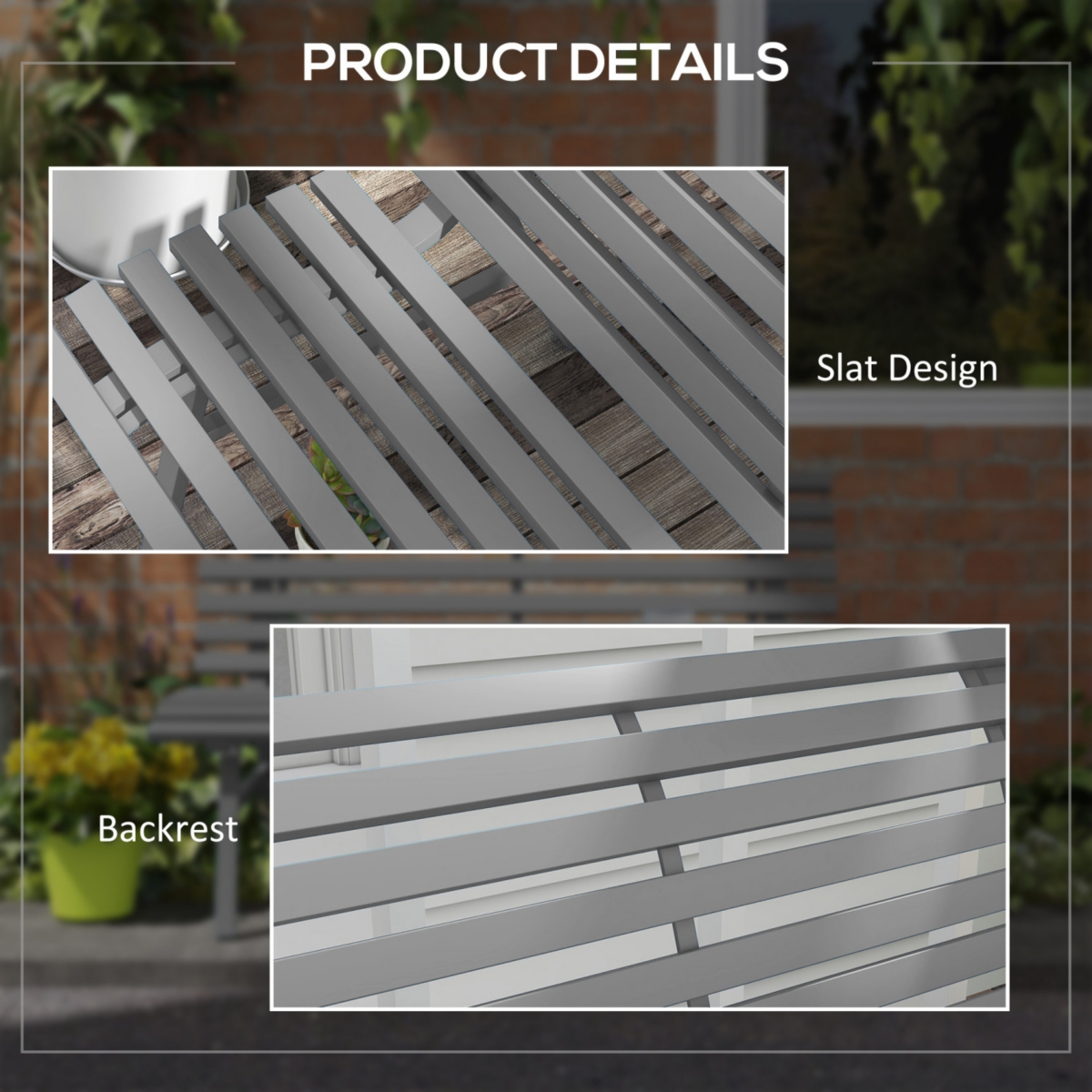 Streamdale Furniture Aluminum Slatted Park Bench: 48.5