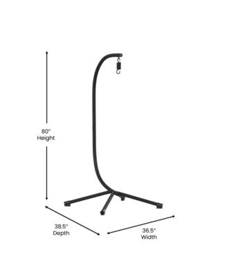 Inger Heavy Duty All-Weather Hanging Hammock Chair C-Stand With Steel Offset Base And Hardware, 360 Degree Rotation