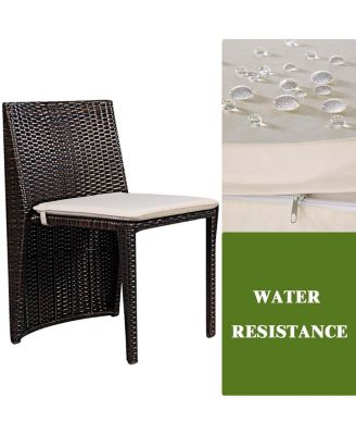 3 Pieces Cushioned Wicker Patio Bistro Set with No Assembly Needed