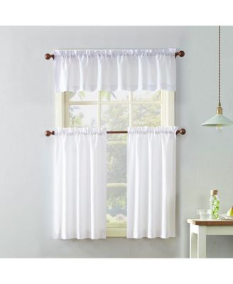 Martine Microfiber Semi-Sheer Rod Pocket Kitchen Curtain Valance and Tiers Set