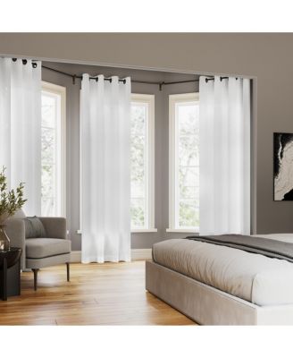 Slub Textured Linen Blend Black Grommet Top Curtain