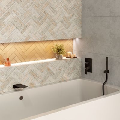 Doux Wall Mounted Waterfall Tub Spout with Diverter and Handheld Shower Head