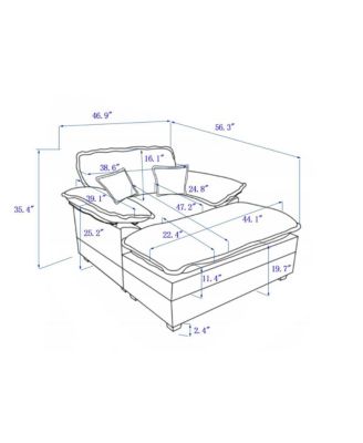  56.3" Corduroy Sofa with Toss Pillows and Ottoman
