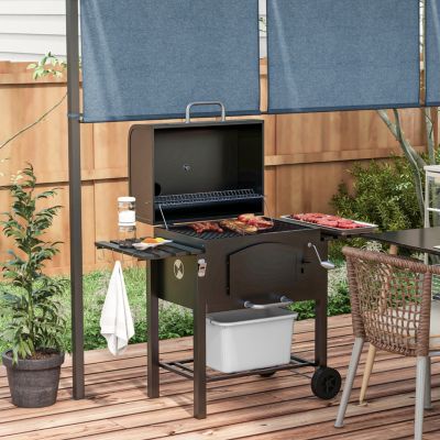 Portable Charcoal Grill with Thermometer and Wheels