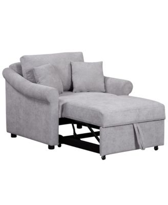 1 PC Chenille  3-in-1 Lounger Convertible Sleeper Chair