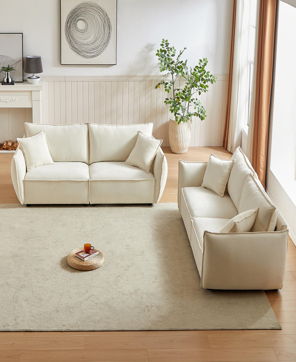 Streamdale Furniture Modern 3-Seater Sofa Combo with Linen Fabric