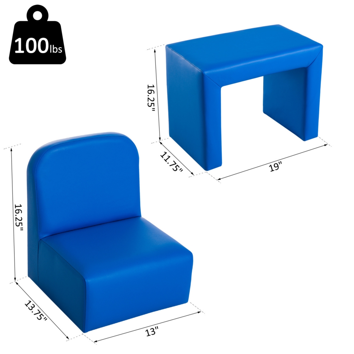Streamdale Furniture Convertible Kids Sofa Table & Chair Set for Toddlers