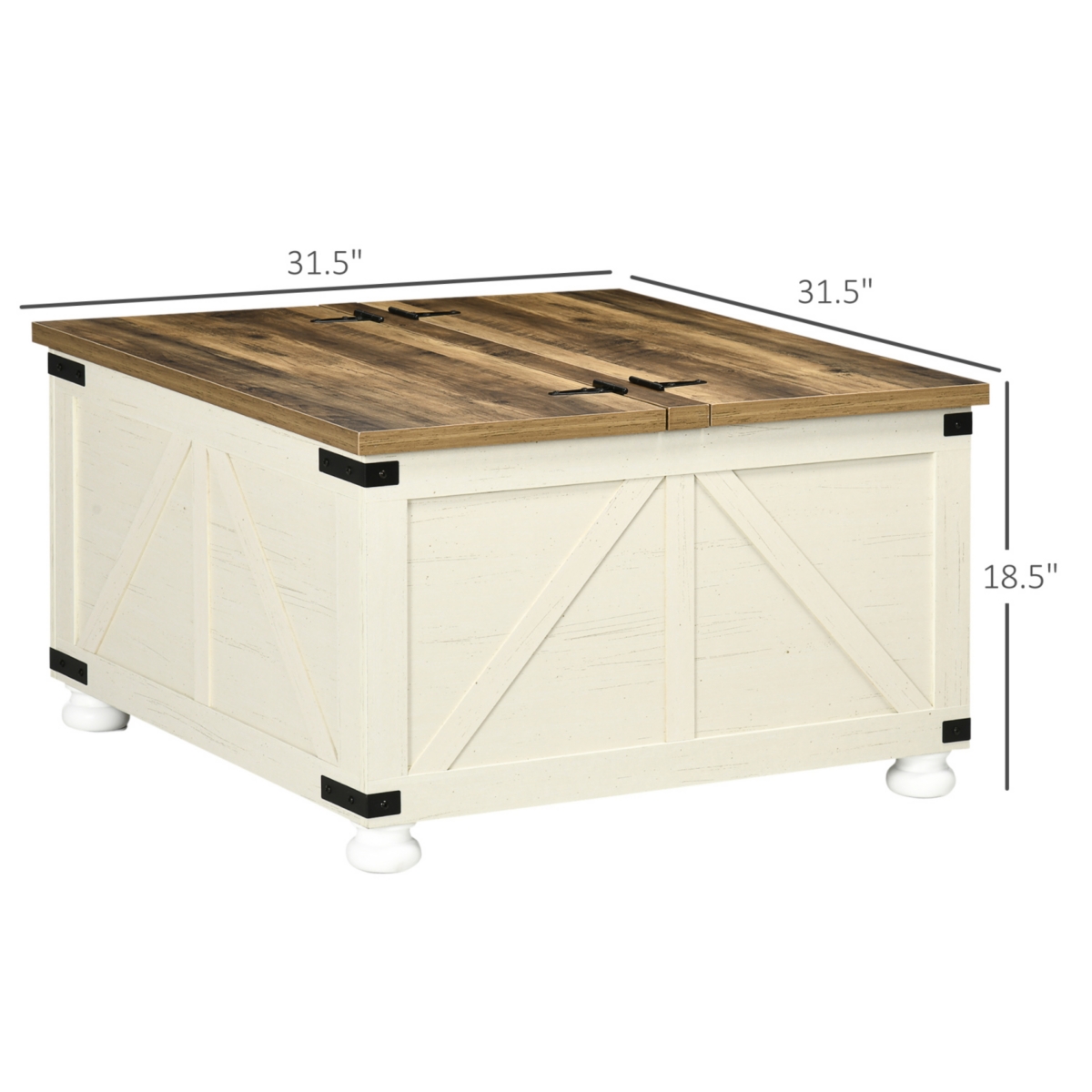 Streamdale Furniture Farmhouse Coffee Table with Storage, Large Square Coffee Table