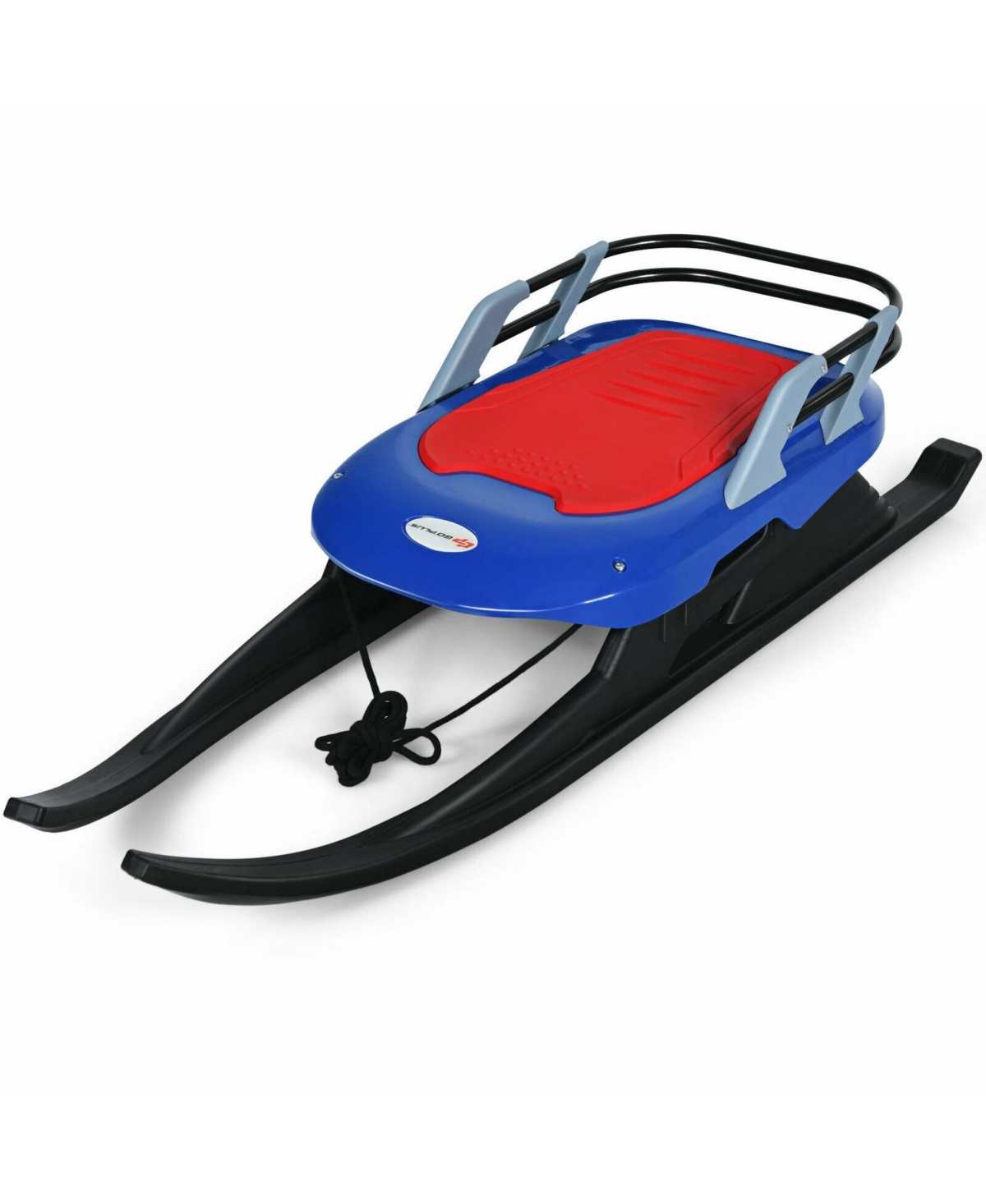 Vebreda Folding Kids' Metal Snow Sled with Pull Rope Snow Slider and Leather Seat