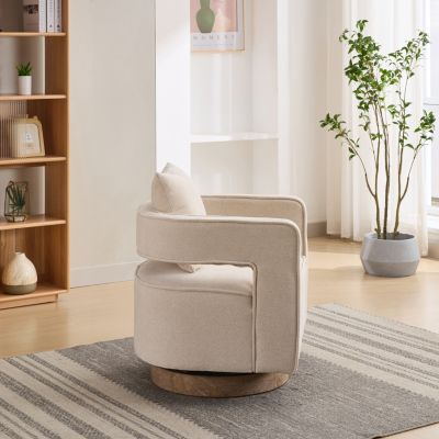 Beige Swivel Accent Chair for Modern & Comfy Seating