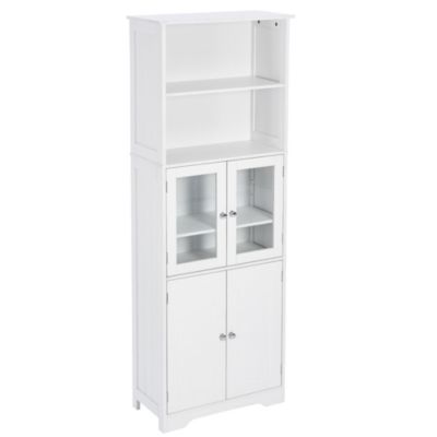 Tall White Storage Cabinet for Various Rooms