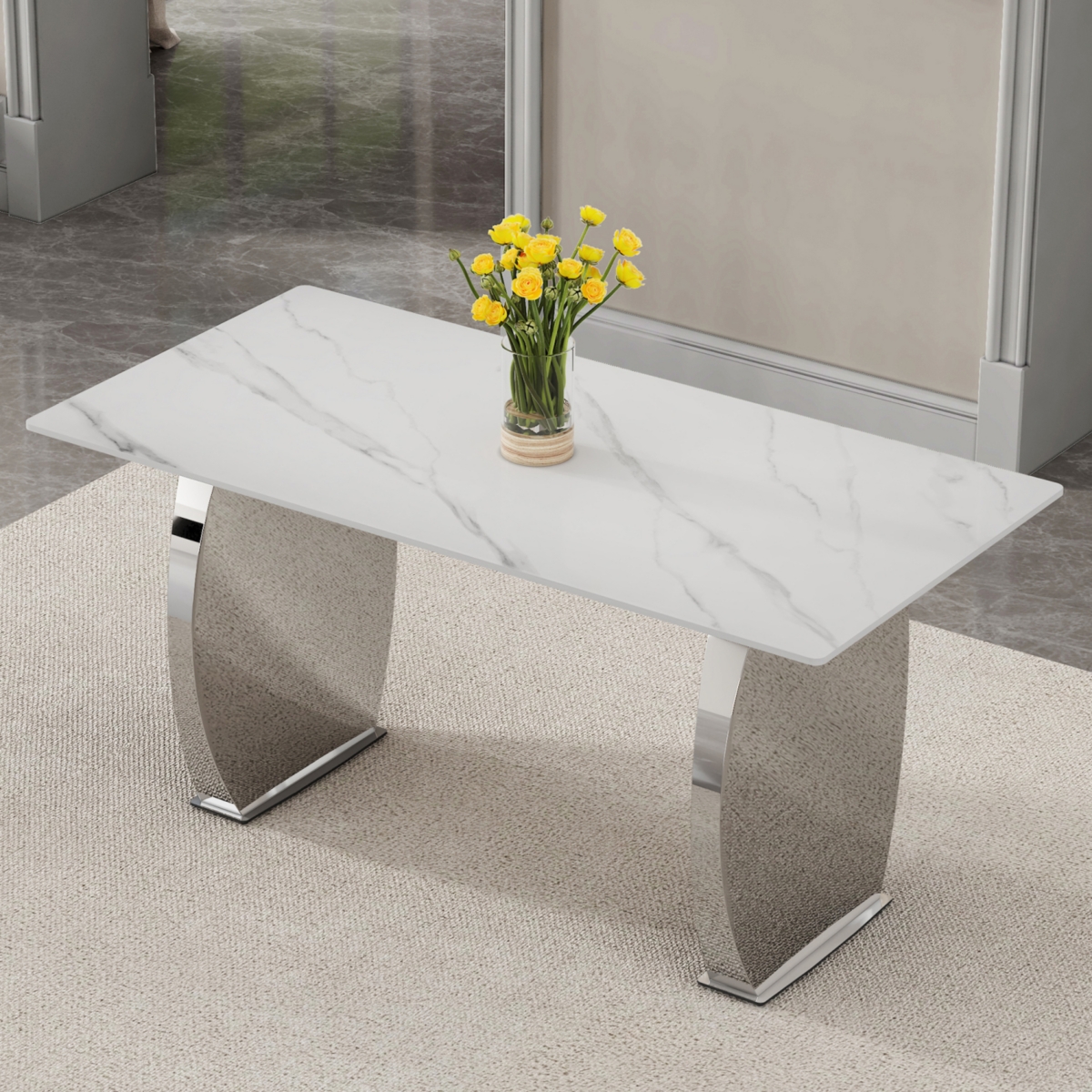 Streamdale Furniture Compact White Patterned Dining Table (63