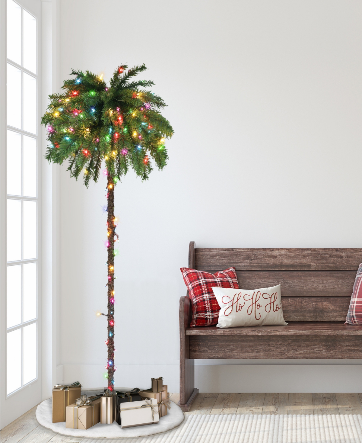 Puleo Pre-lit Palm Tree With Led Lights 6 Ft. In Green