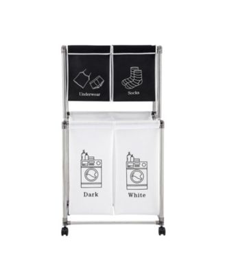 2-Tier Laundry Basket with 4 Removable Bags, Easy Move