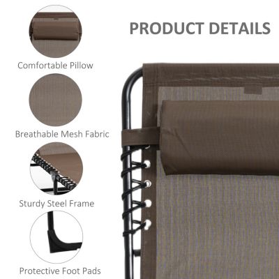 Folding Reclining Outdoor Lounger with Pillow