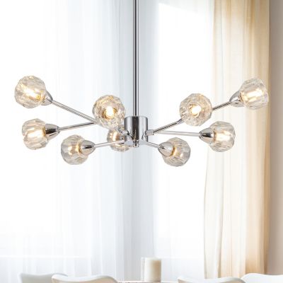 Modern Chrome Chandelier 9-Light Fixtures for Multiple Rooms