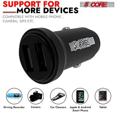 USB Car Charger Cigarette Lighter Adapter Dual USB Port Adapter 12/24 V Fast Charging