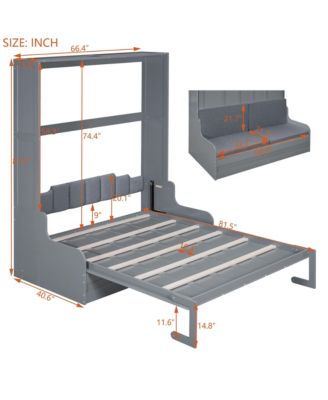 Streamdale Queen Size Murphy Bed Wall Bed with Cushion,Gray