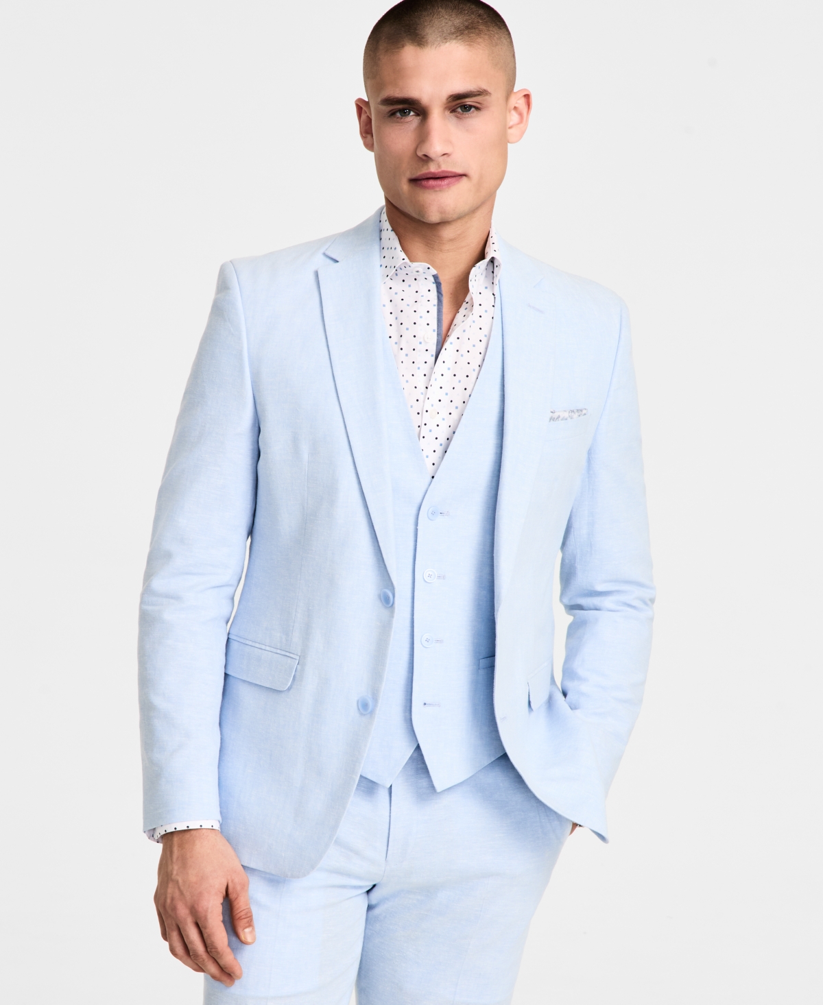 Bar Iii Men's Slim-fit Linen Suit Jacket, Exclusively At Macy's In Powder Blue