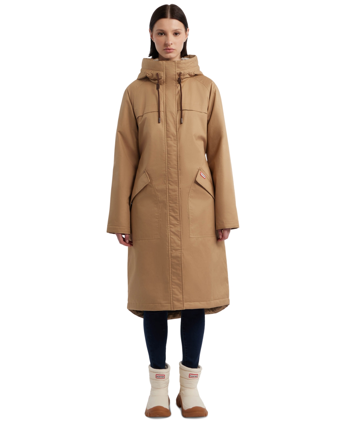 Hunter Women's Hooded Water-Repellent Canvas A-Line Coat