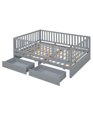 Streamdale Convertible Daybed with Guardrails, Drawers, Gray