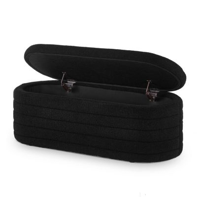 Modern Boucle Teddy Ottoman with Storage