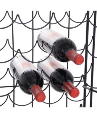 35 Bottle Wrought Iron Wine Rack Cabinet with Lock - Black