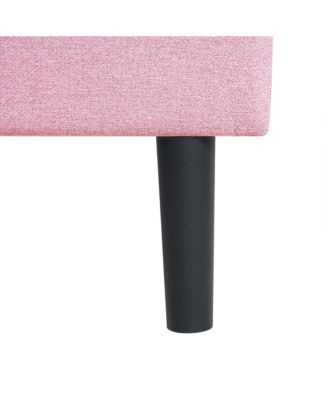 Modern Tufted Linen Platform Bed Frame with Slat Support, Pink
