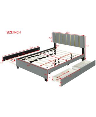 Luxury Velvet Upholstered Platform Bed with Trundle and Drawers