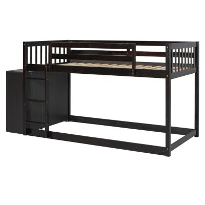 Twin over Twin Bunk Bed with 4 Drawers and 3 Shelves