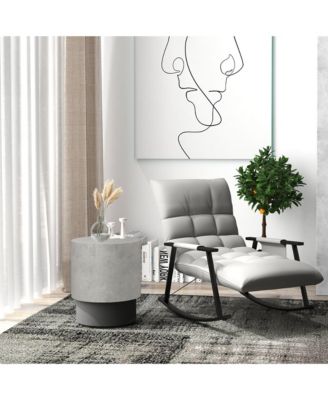 Round Concrete Side Table with Adjustable Feet