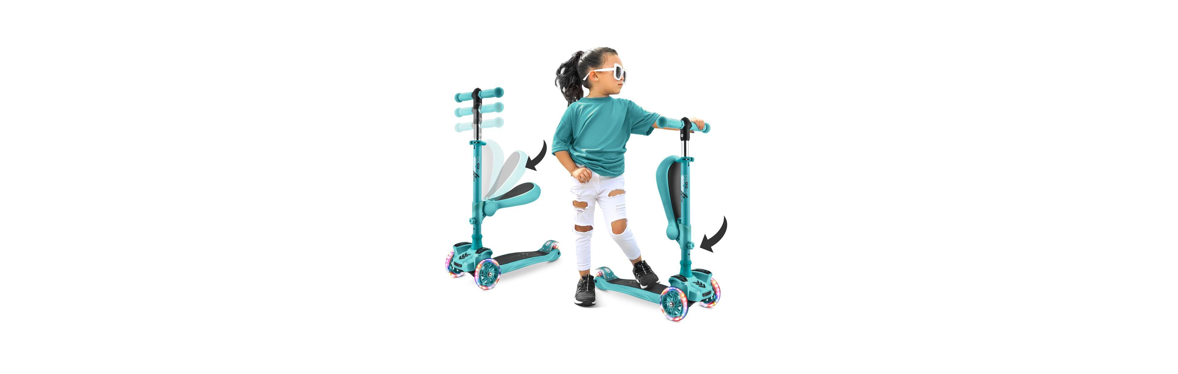 Hurtle Kids Scooter - Child Toddler Kick Scooter Toy with Foldable Seat